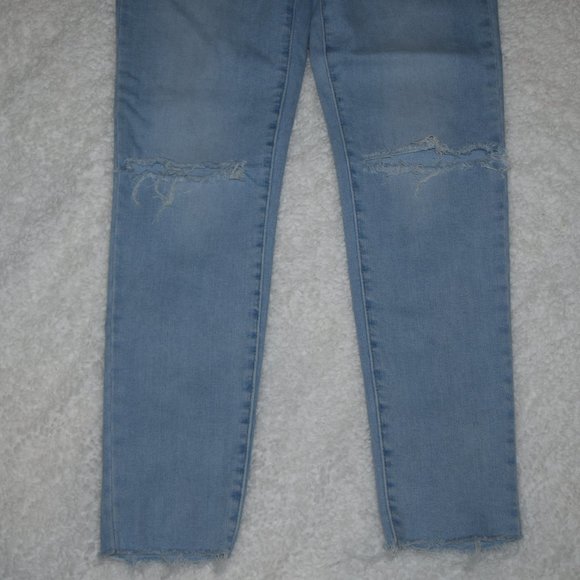 Levi's 721 Jeans 30 High Rise Waist Skinny Distressed Light Wash Denim Raw Hem - Picture 9 of 11